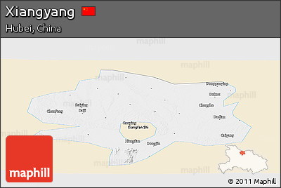 Classic Style Panoramic Map of Xiangyang, single color outside