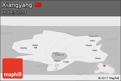 Gray Panoramic Map of Xiangyang, single color outside