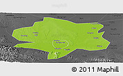 Physical Panoramic Map of Xiangyang, darken, desaturated