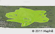 Physical Panoramic Map of Xiangyang, darken, semi-desaturated