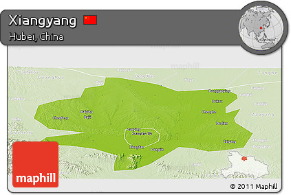 Physical Panoramic Map of Xiangyang, lighten