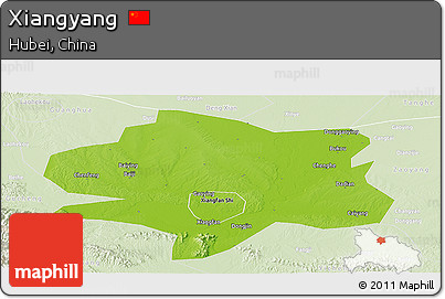 Physical Panoramic Map of Xiangyang, lighten