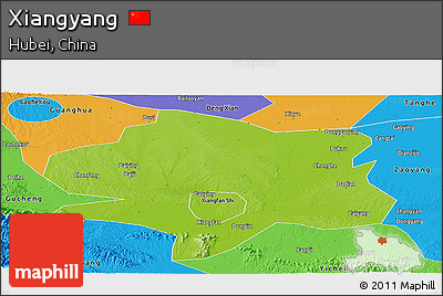 Physical Panoramic Map of Xiangyang, political outside
