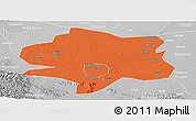 Political Panoramic Map of Xiangyang, lighten, desaturated