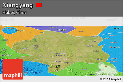 Satellite Panoramic Map of Xiangyang, political outside
