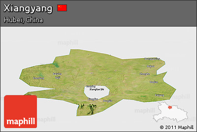 Satellite Panoramic Map of Xiangyang, single color outside