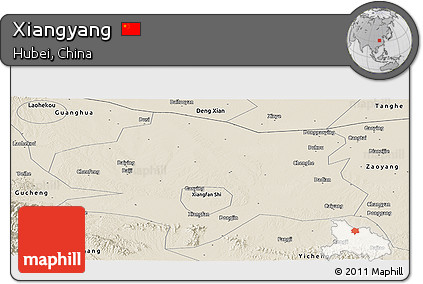 Shaded Relief Panoramic Map of Xiangyang