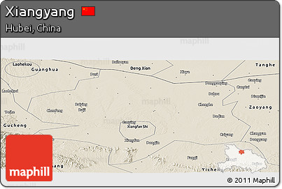 Shaded Relief Panoramic Map of Xiangyang