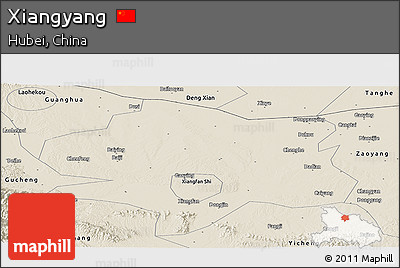 Shaded Relief Panoramic Map of Xiangyang