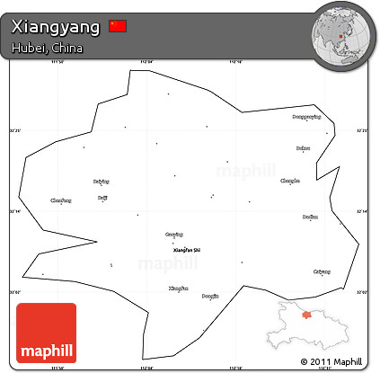 Blank Simple Map of Xiangyang, cropped outside