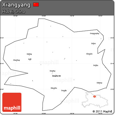 Blank Simple Map of Xiangyang, cropped outside