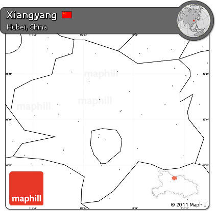Blank Simple Map of Xiangyang, no labels