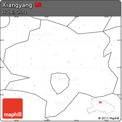 Blank Simple Map of Xiangyang, no labels
