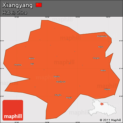 Political Simple Map of Xiangyang, cropped outside