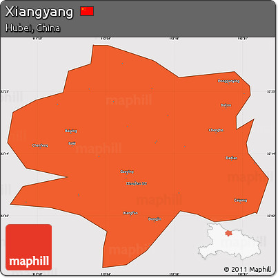 Political Simple Map of Xiangyang, cropped outside