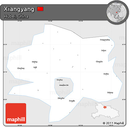 Silver Style Simple Map of Xiangyang, single color outside