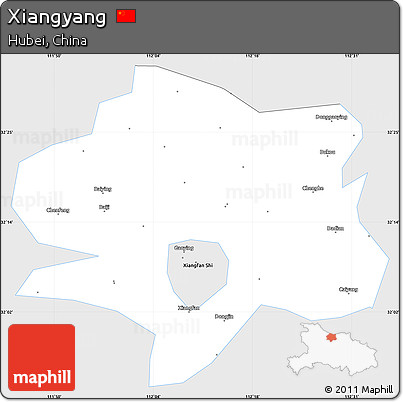 Silver Style Simple Map of Xiangyang, single color outside
