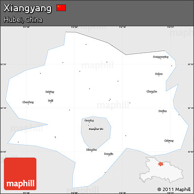 Silver Style Simple Map of Xiangyang, single color outside