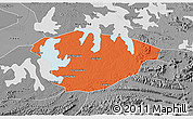 Political 3D Map of Xianning, desaturated