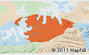 Political 3D Map of Xianning, lighten