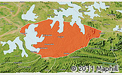 Political 3D Map of Xianning, satellite outside