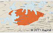 Political 3D Map of Xianning, shaded relief outside