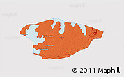 Political 3D Map of Xianning, single color outside