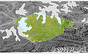 Satellite 3D Map of Xianning, desaturated