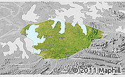 Satellite 3D Map of Xianning, lighten, desaturated
