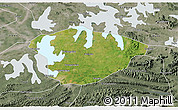 Satellite 3D Map of Xianning, semi-desaturated
