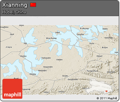 Shaded Relief 3D Map of Xianning