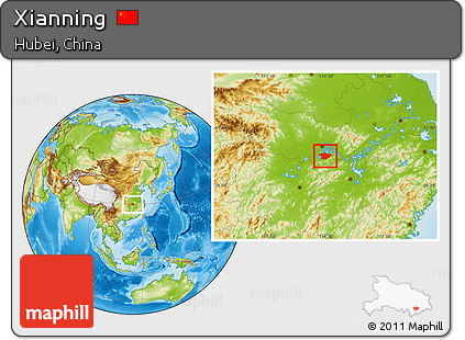 Physical Location Map of Xianning