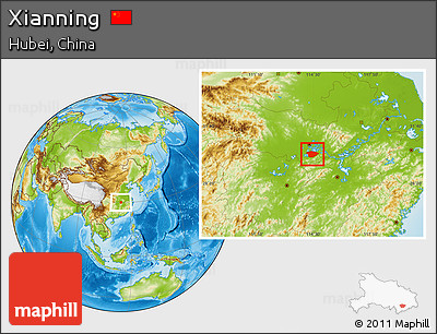Physical Location Map of Xianning