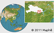 Satellite Location Map of Xianning, highlighted parent region