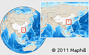 Shaded Relief Location Map of Xianning, highlighted country, within the entire country