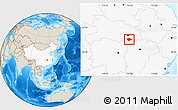 Shaded Relief Location Map of Xianning, highlighted country