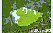 Physical Map of Xianning, darken