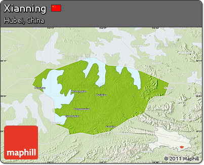 Physical Map of Xianning, lighten