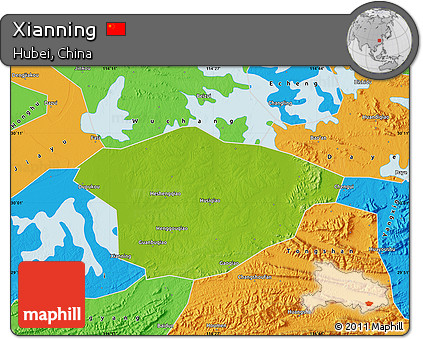 Physical Map of Xianning, political outside