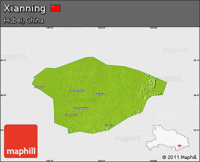 Physical Map of Xianning, single color outside