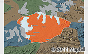 Political Map of Xianning, darken, semi-desaturated