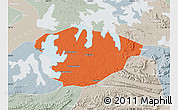 Political Map of Xianning, lighten, semi-desaturated