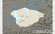 Shaded Relief Map of Xianning, darken