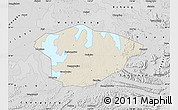 Shaded Relief Map of Xianning, desaturated