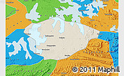Shaded Relief Map of Xianning, political outside