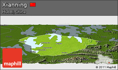 Physical Panoramic Map of Xianning, darken