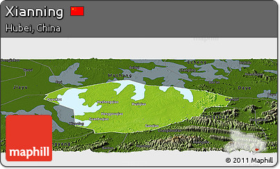 Physical Panoramic Map of Xianning, darken