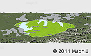 Physical Panoramic Map of Xianning, darken, semi-desaturated