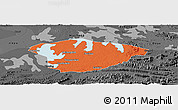 Political Panoramic Map of Xianning, darken, desaturated