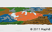Political Panoramic Map of Xianning, darken